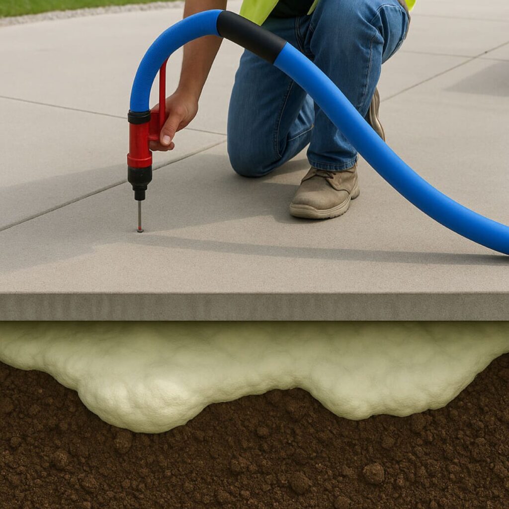 Concrete leveling with polyurethane 

